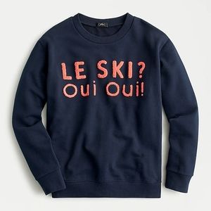  J. Crew Le Ski Oui Oui Embroidered Terry Sweatshirt